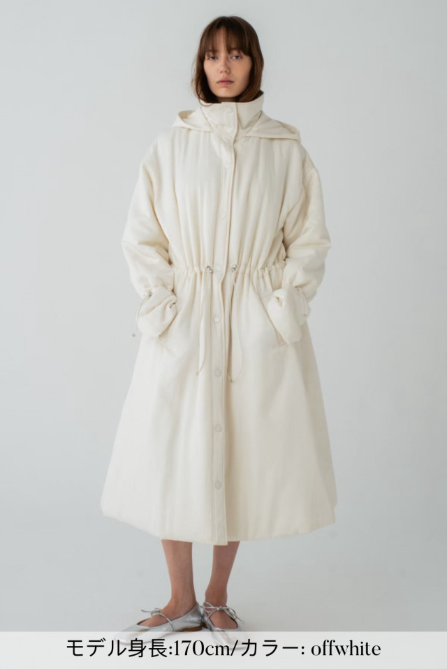 satin puffer long coat