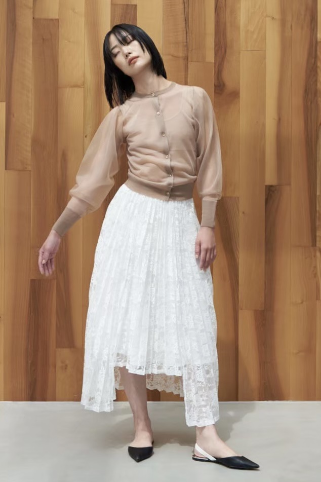 【MAISON ELLIE】sheer puff sleeve cardigan