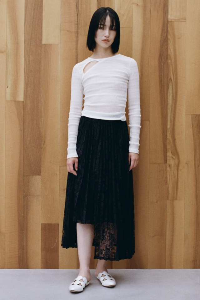 【MAISON ELLIE】lace pleats long skirt