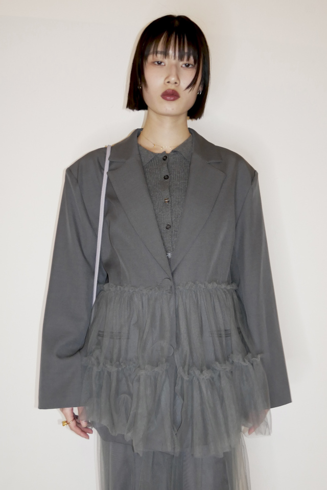 【HONEY MI HONEY】tulle peplum jacket