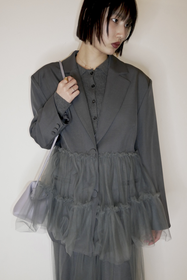HONEY MI HONEY チュールシャツtulle peplum shirt HONEY MI HONEY｜チュールペプラムシャツ｜ふんわりチュールで魅せる