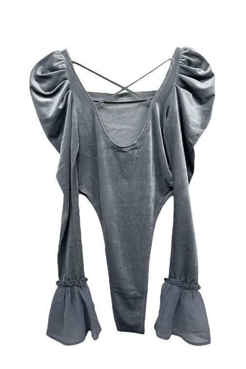velour frill body suit