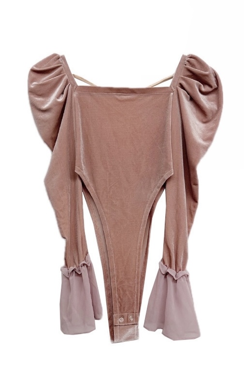 【HONEY MI HONEY】velour frill body suit