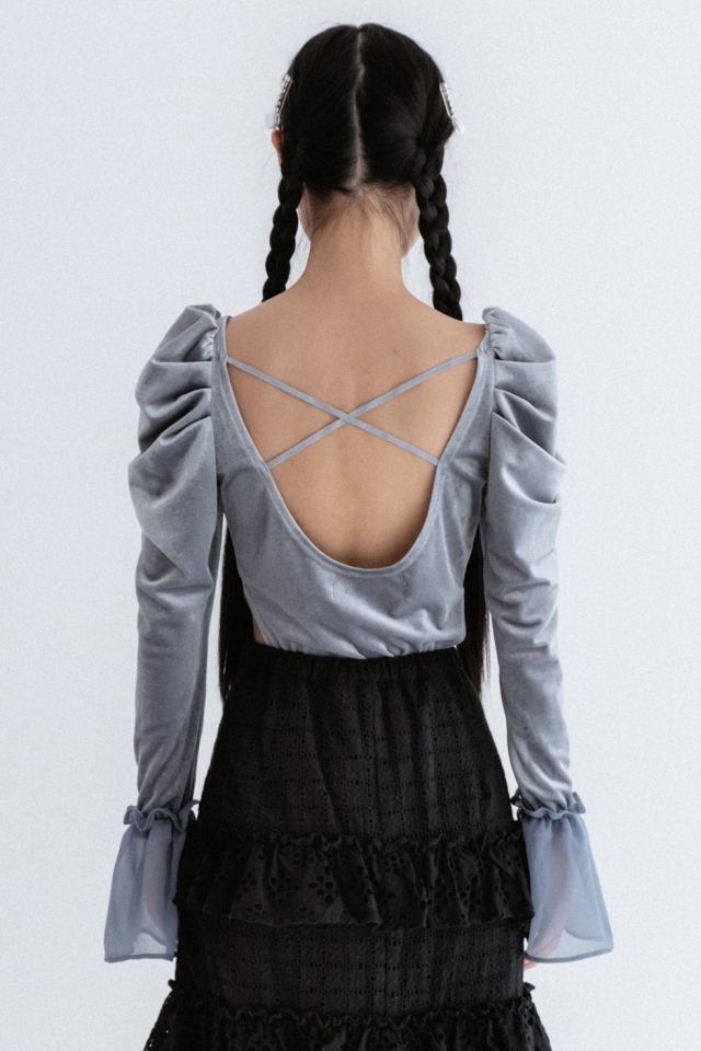 velour frill body suit