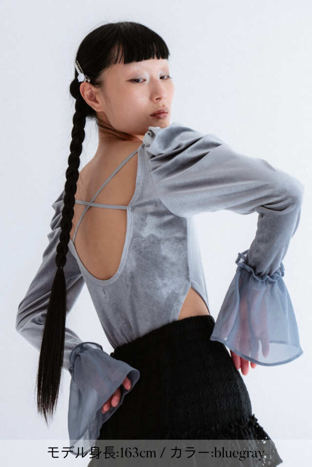 【HONEY MI HONEY】velour frill body suit velour frill body suit