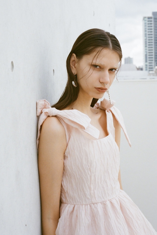 ワンピース organdie balloon ribbon one-piece organdie balloon ribbon one-piece