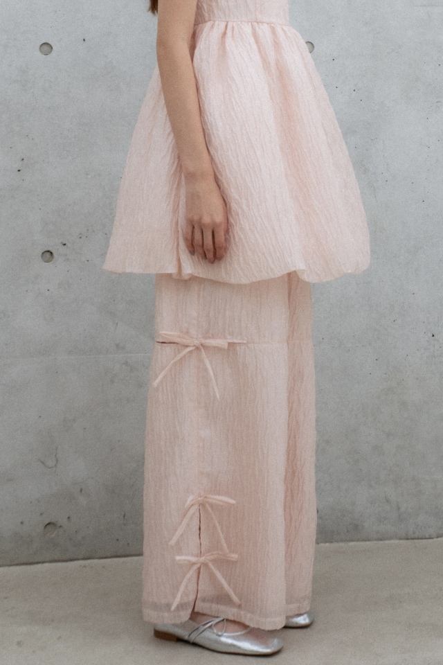 【HONEY MI HONEY】organdie ribbon wide pants