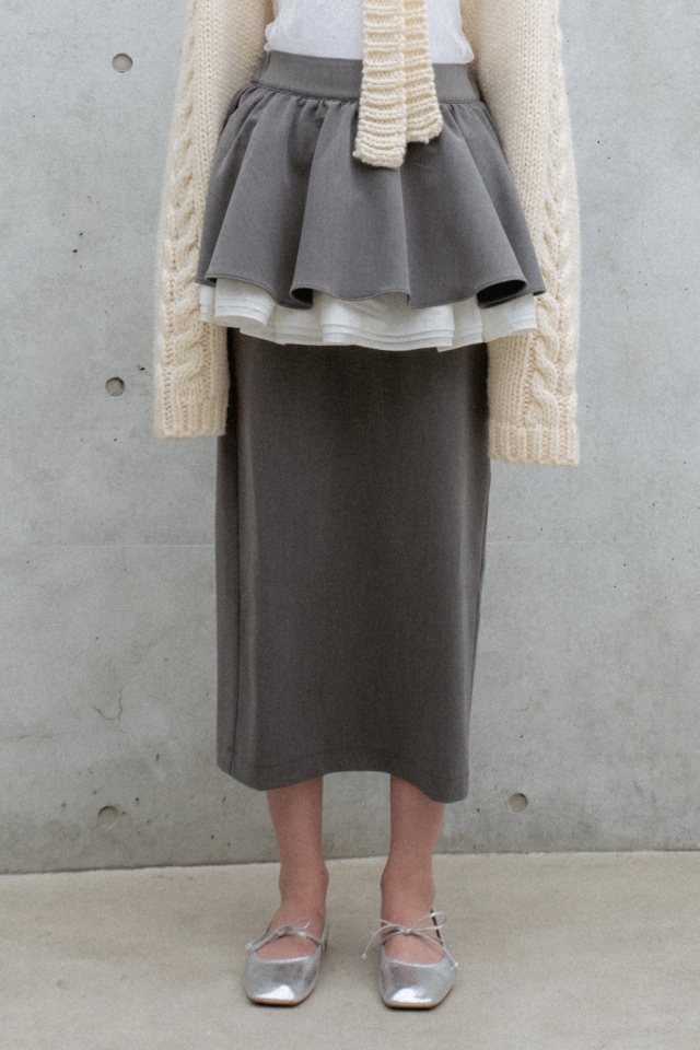 peplum frill tight skirt 