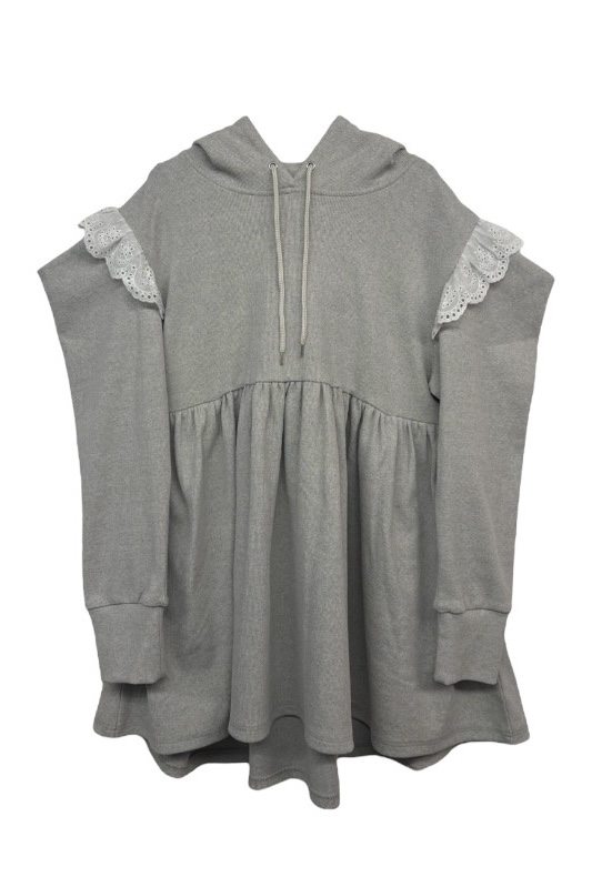 rib hoodie tunic one-piece
