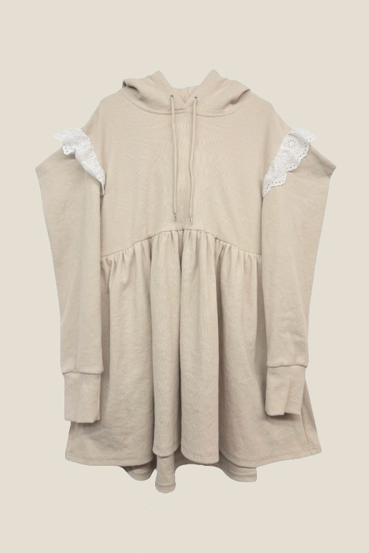 【HONEY MI HONEY】rib hoodie tunic one-piece
