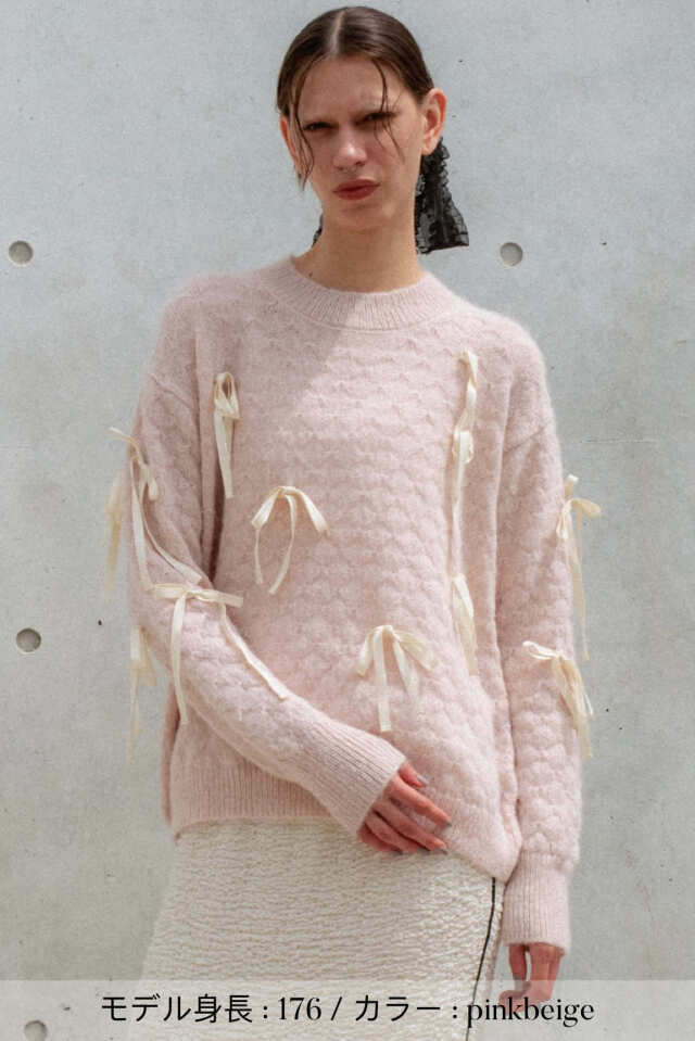 ribbon A line knit tops