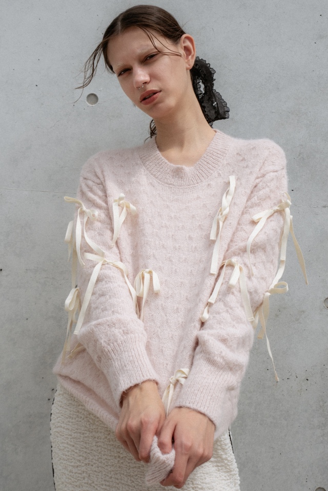 ribbon A line knit tops