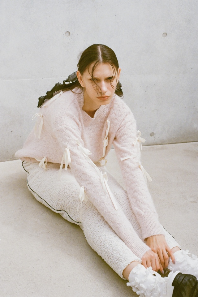 ribbon A line knit tops