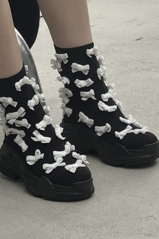 【HONEY MI HONEY】ribbon knit socks boots