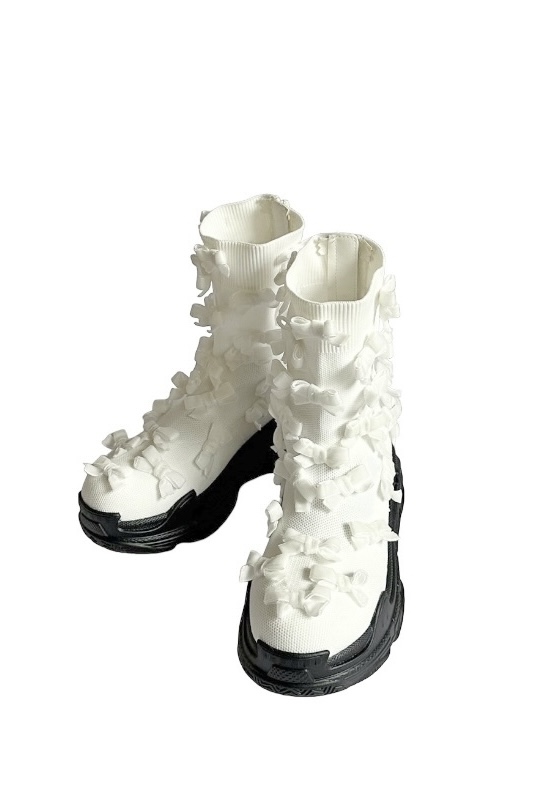 ribbon knit socks boots