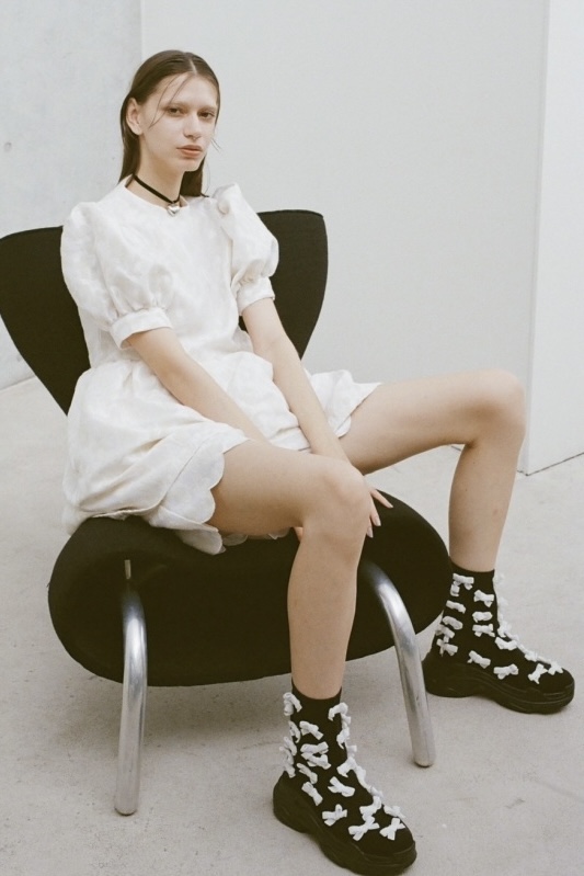 SALE！HONEY MI HONEYリボンニットソックスブーツ ribbon knit socks boots