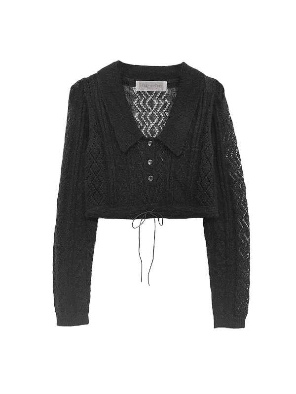 【HONEY MI HONEY】knit polo tops