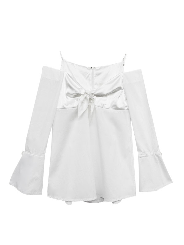 off shoulder ribbon blouse