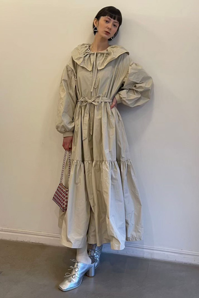 【HONEY MI HONEY】taffeta tiered one-piece coat