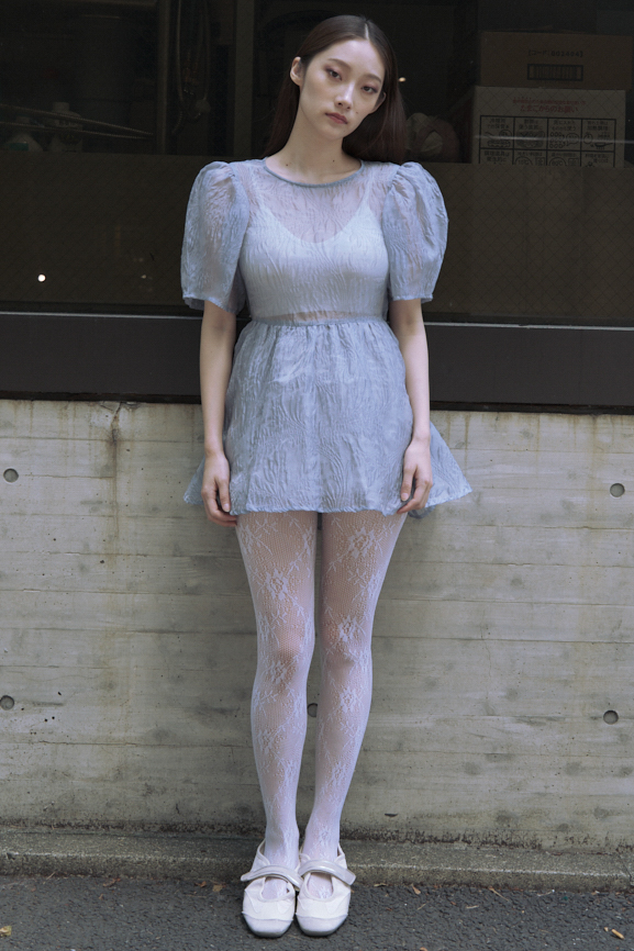 jacquard puff sleeve tunic