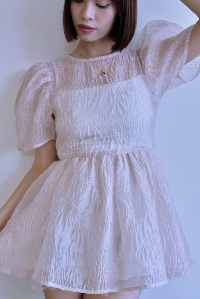 jacquard puff sleeve tunic