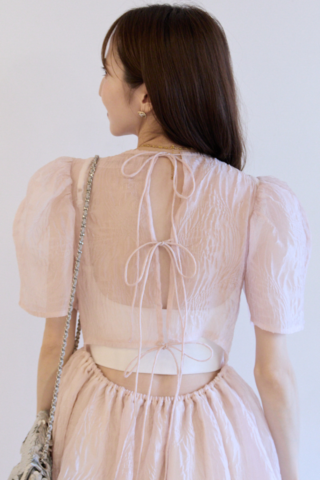 jacquard puff sleeve tunic