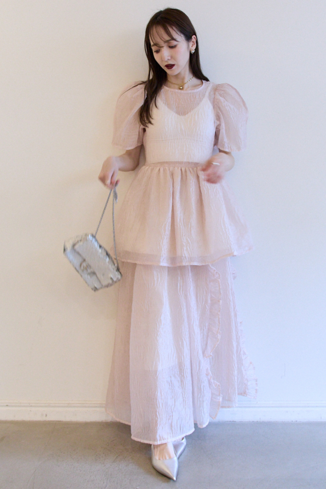 jacquard organdie frill skirt