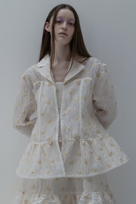 【HONEY MI HONEY】organdie flower bone jacket