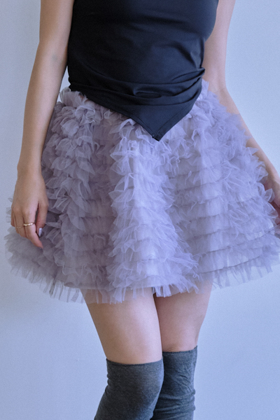【HONEY MI HONEY】tulle tiered mini skirt