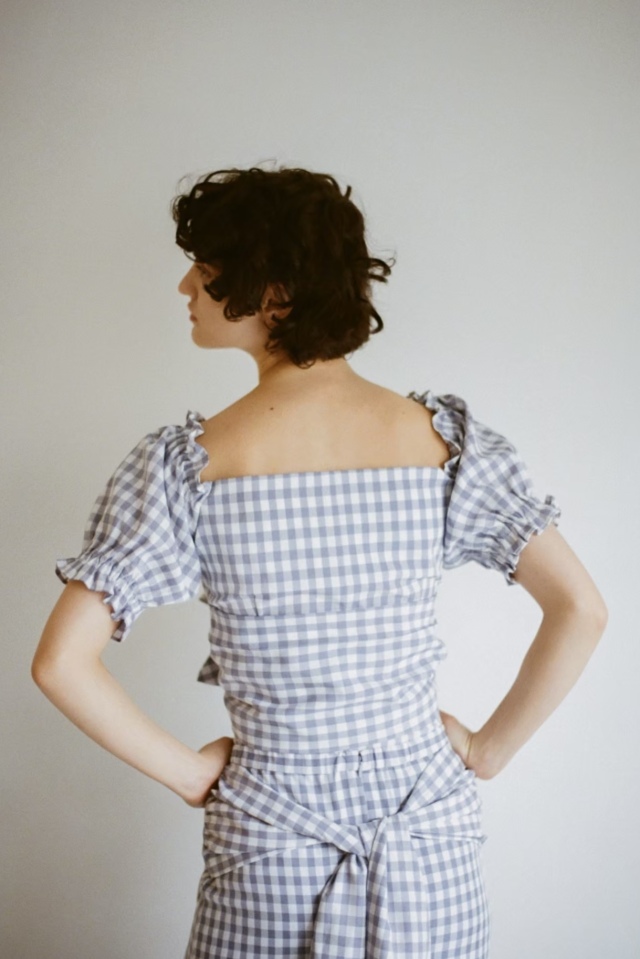ribbon puff sleeve blouse