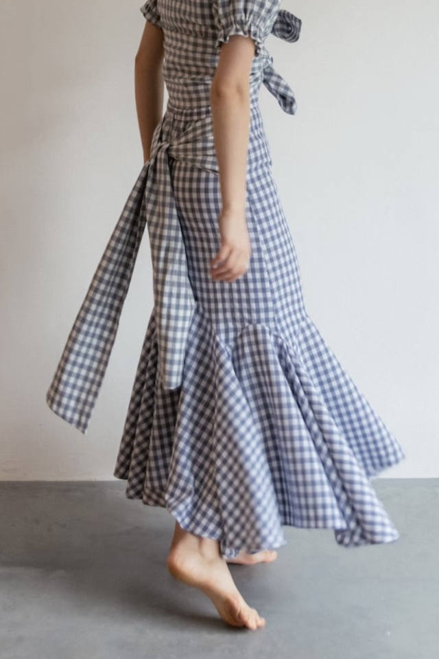 【HONEY MI HONEY】ribbon frill long skirt