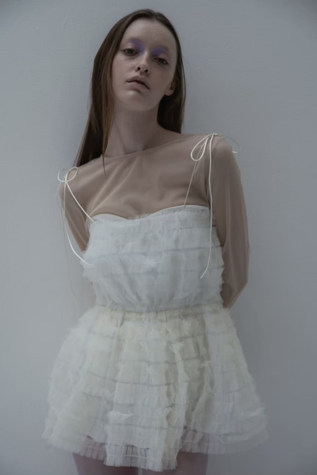 corset rib sheer tops