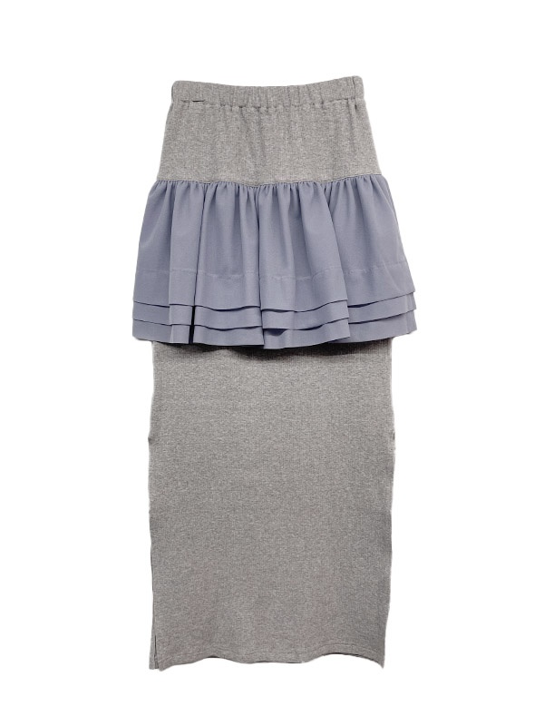 HONEY MI HONEY フリル付きタイトスカート グレー crinkle frill tight skirt