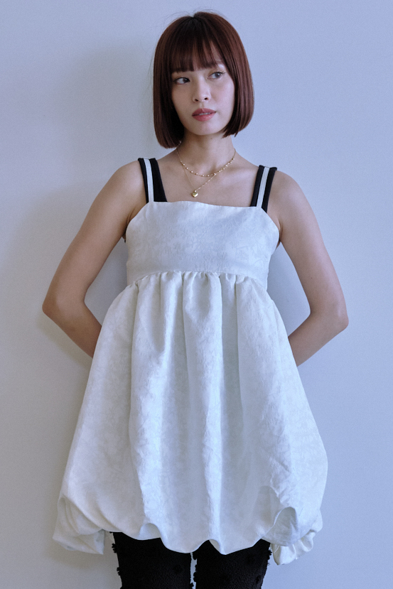 ワンピース ZEROPLANET Rain Balloon Mini One Piece WHITE Z25SDR01WH balloon jacquard camisole mini one-piece