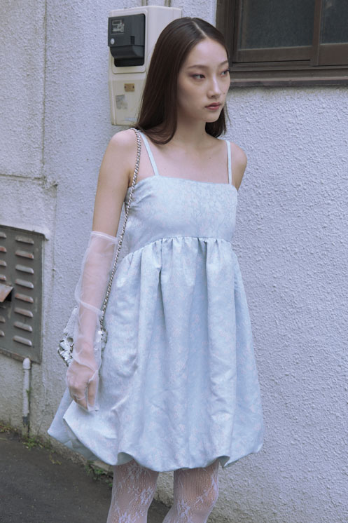【HONEY MI HONEY】balloon jacquard camisole mini one-piece