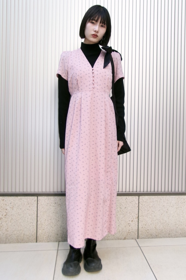 【HONEY MI HONEY】floral chiffon puff one-piece