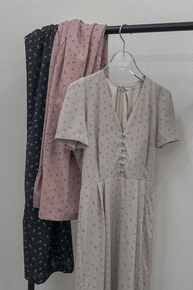 ワンピース HONEY MI HONEY floral twillminione-piece floral chiffon puff one-piece