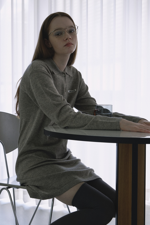 【HONEY MI HONEY】logo polo knit mini one-piece