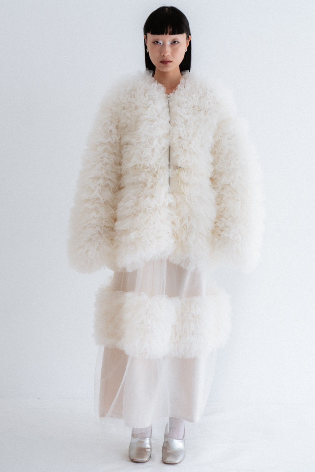 tulle tiered blouson
