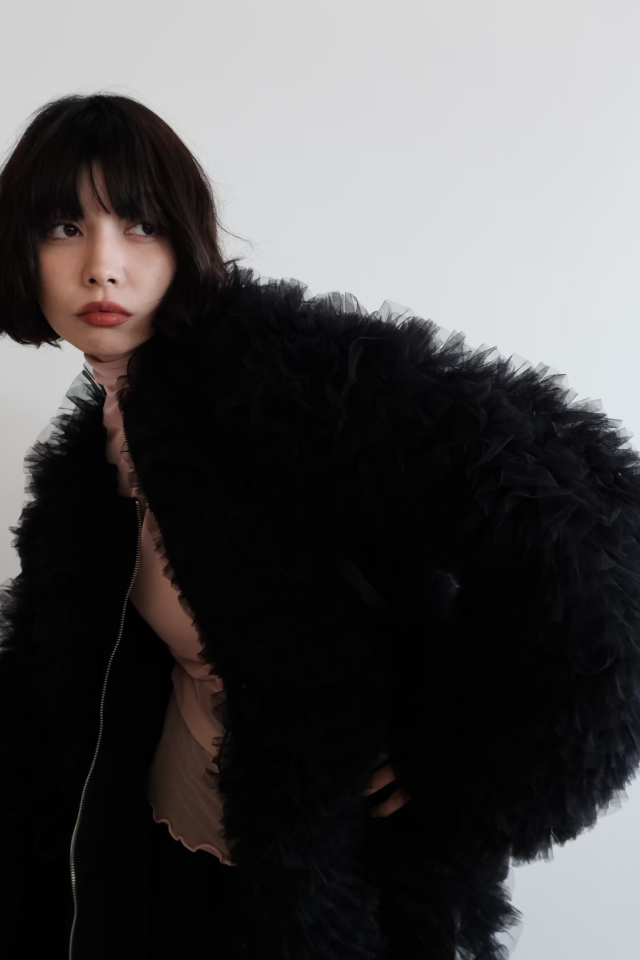 tulle tiered blouson