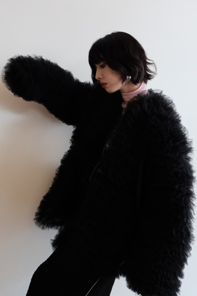 tulle tiered blouson