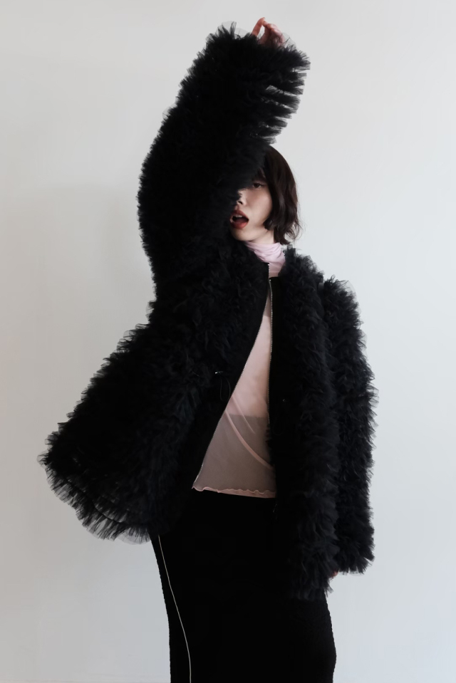 tulle tiered blouson
