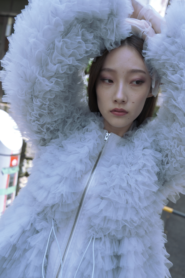 tulle tiered blouson