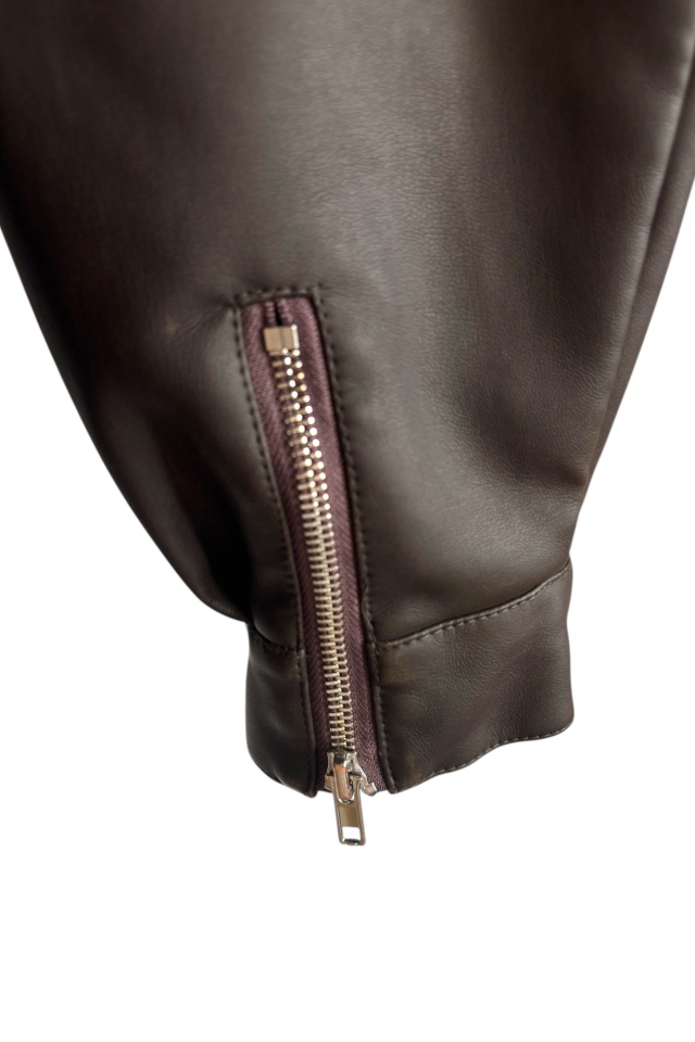 HONEY MI HONEY｜フリルポケットレザーライクブルゾン｜甘さと大人っぽ