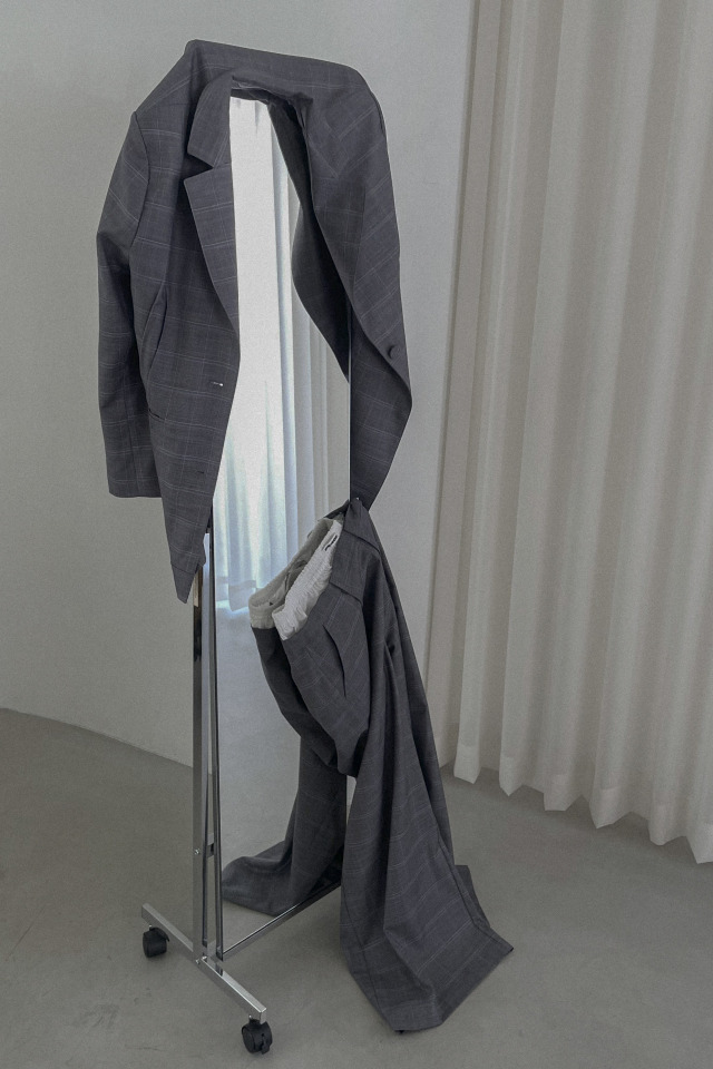 check double waist pants