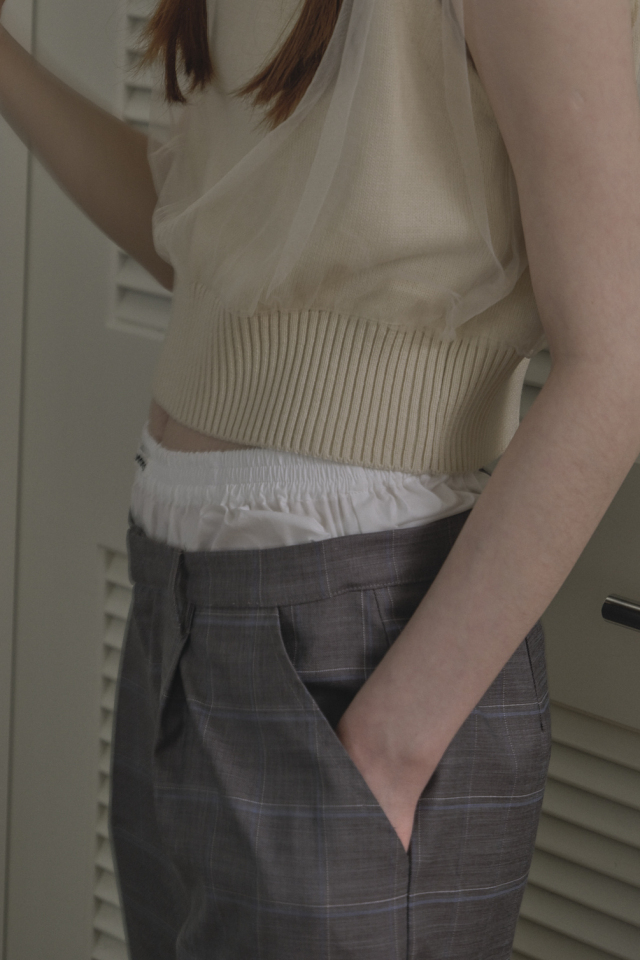 HONEY MI HONEY｜チェックダブルウエストパンツ｜遊び心とモード感を