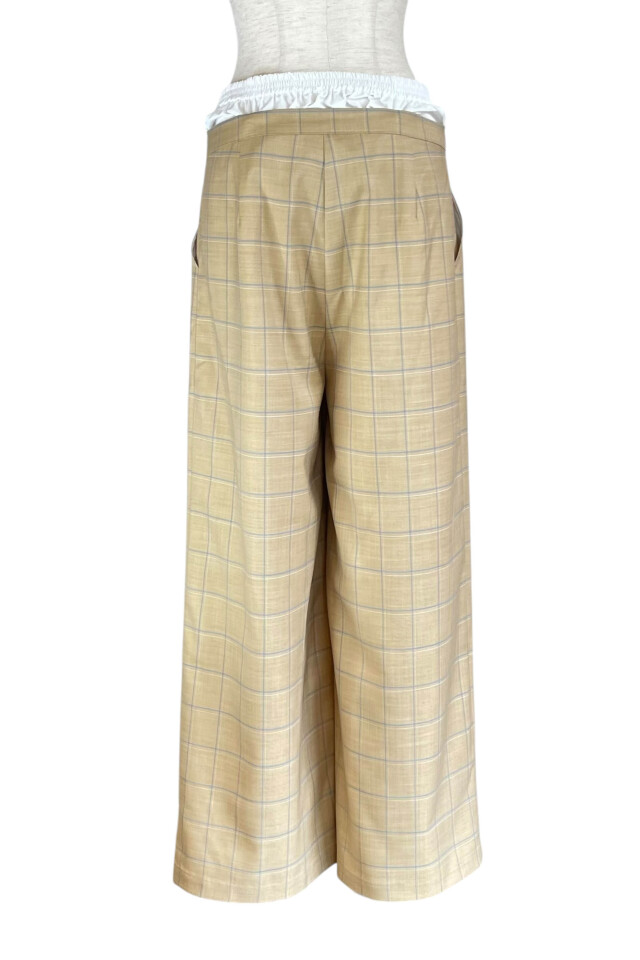 check double waist pants