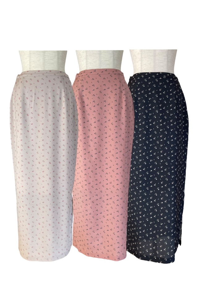 floral chiffon long skirt