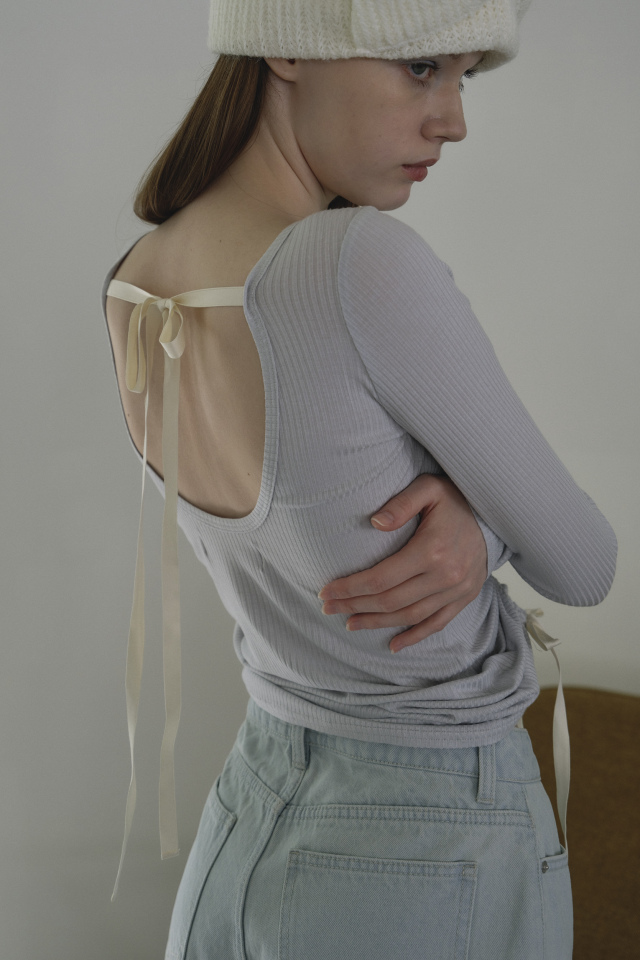【HONEY MI HONEY】drawstring rib cutsew