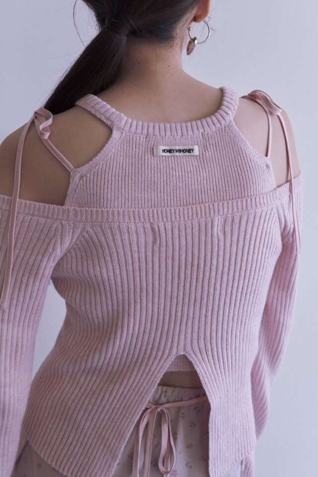 【HONEY MI HONEY】HONEY logo halter neck tops